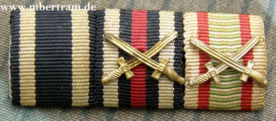 3er Bandspange: EK2 14, Ehrenkr.f.Frontk., Ö.- Ung.Mili.Med.