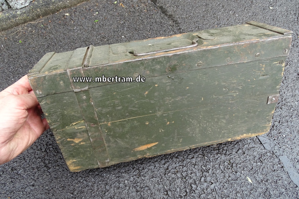 Holz Gurtkasten 1. Weltkrieg für Schwarzlose MG 1907/12 mit 250er Stoff Munitionsgurt