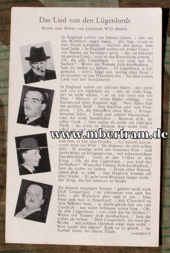 Propaganda Postkarte , "Das Lied von den Lügenlords"