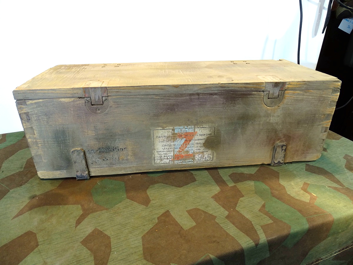 Holz Munitionskiste für 100 Stück 2 cm Spr. Gr. Patr. Flakmunition 