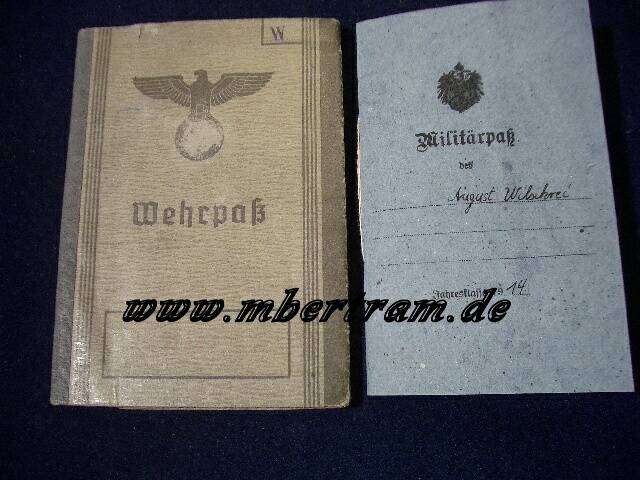 Wehrpass nach 1939, und Militärpass 1. Weltkrieg