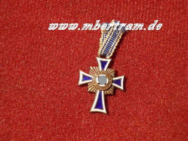 Ehrenkreuz der deutschen Mutter, bronze, Miniatur an Band