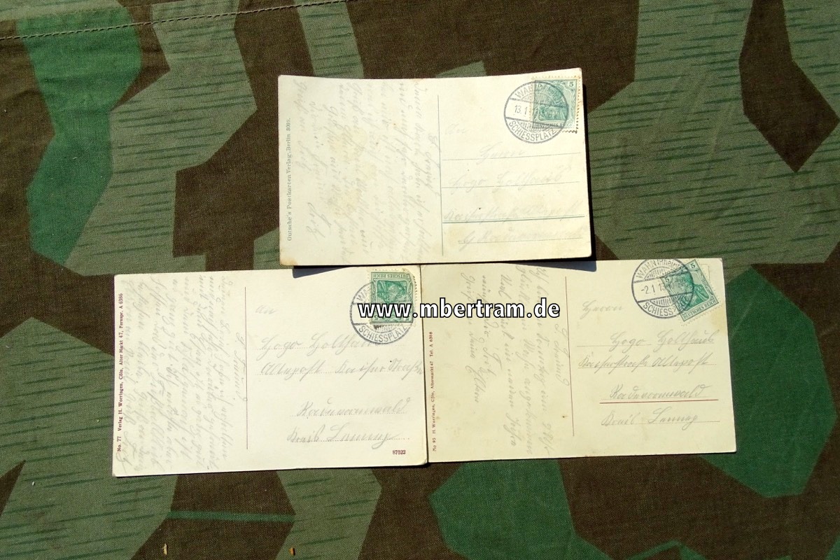 3 Foto/ Feldpostkarten Schießplatz Cöln Wahn 1912