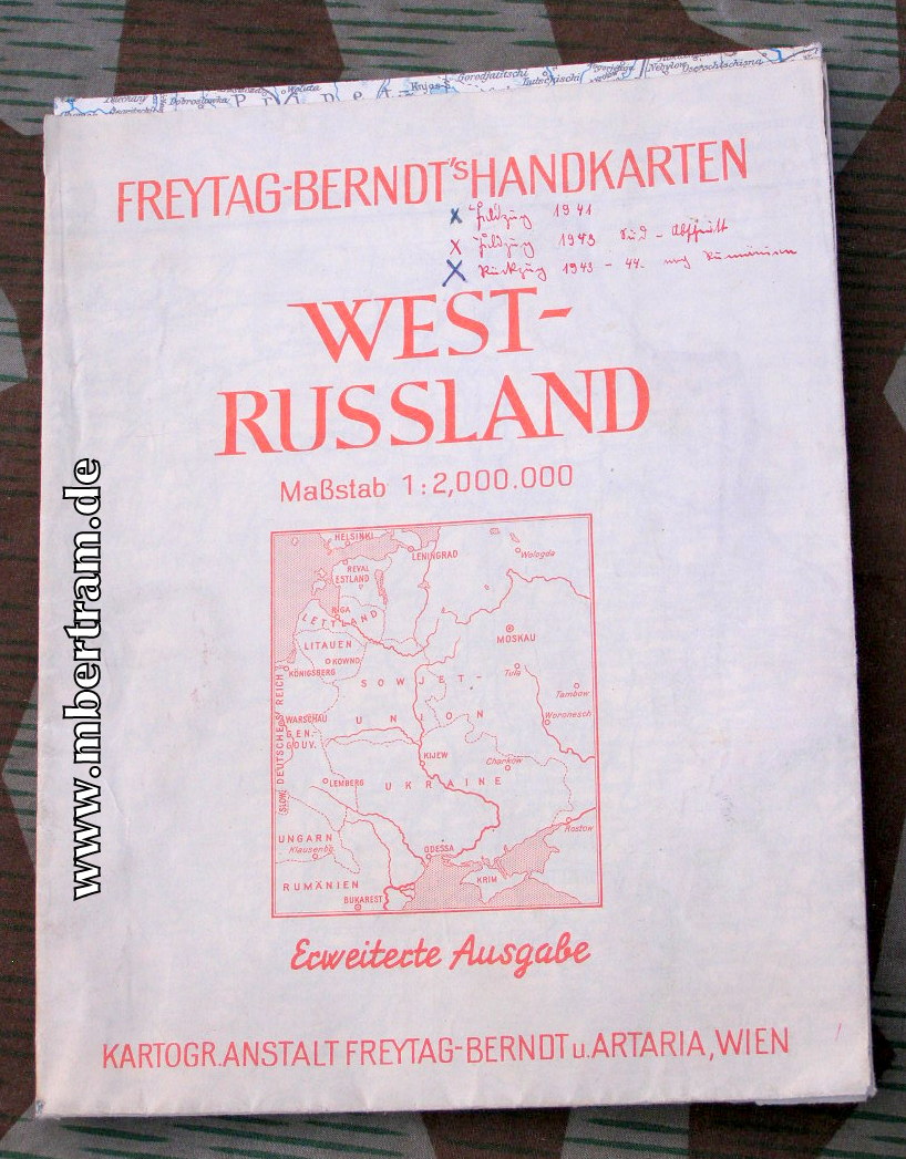 Landkarte West Russland 1942, Feldzüge 1941-44