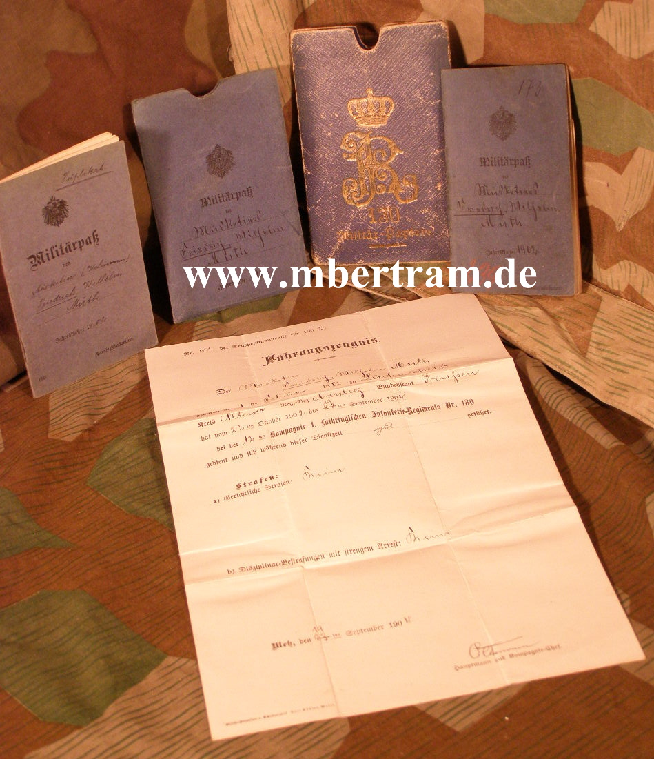 2 Militärpässe, Musketier .1.Lothr.Inf. Rgt, Nr. 130, 12.Kp.