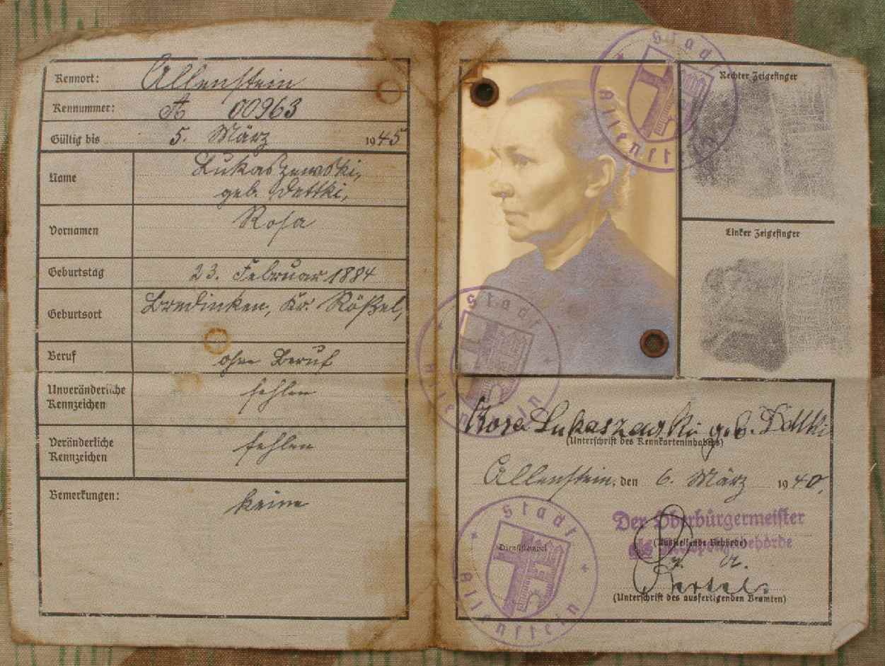 Kennkarte, Allenstein 6.März 1940
