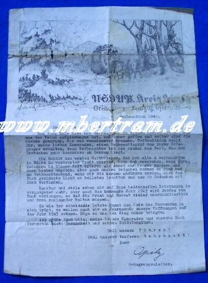 NSDAP Kreisleitung Leipzig, Weihnachtsbotschaft 1942