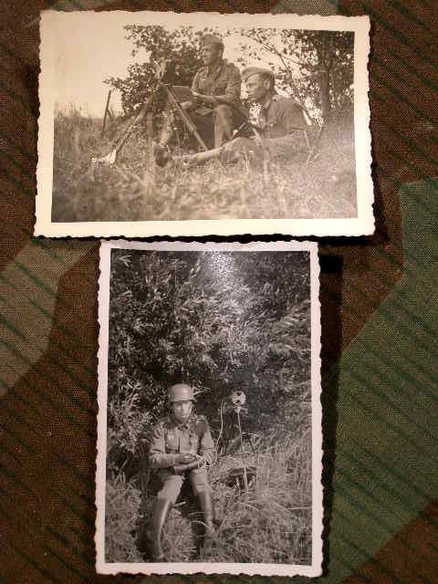 2 Fotos Lichtsignal Trupps der Wehrmacht mit Gerät