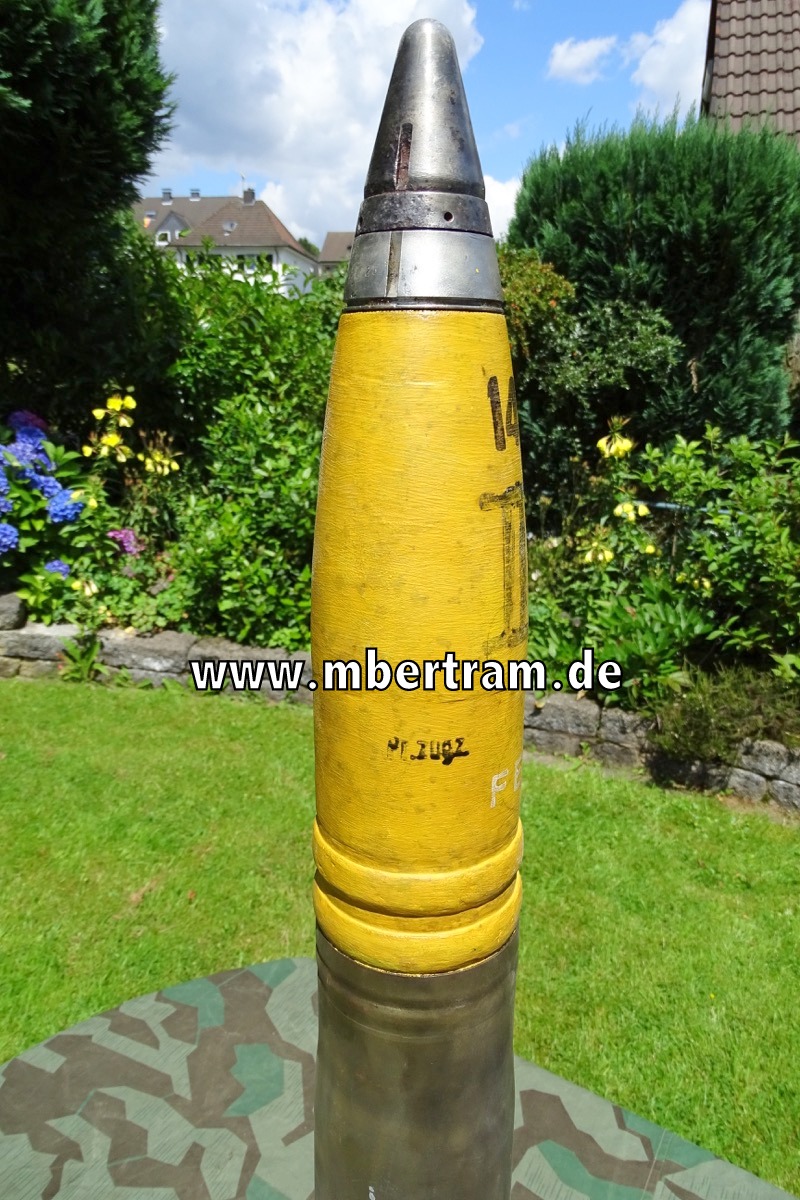 Dekopatrone 8,8 cm Flak 41, vermessingte Stahlhülse Flak 18,  S 30 Zünder