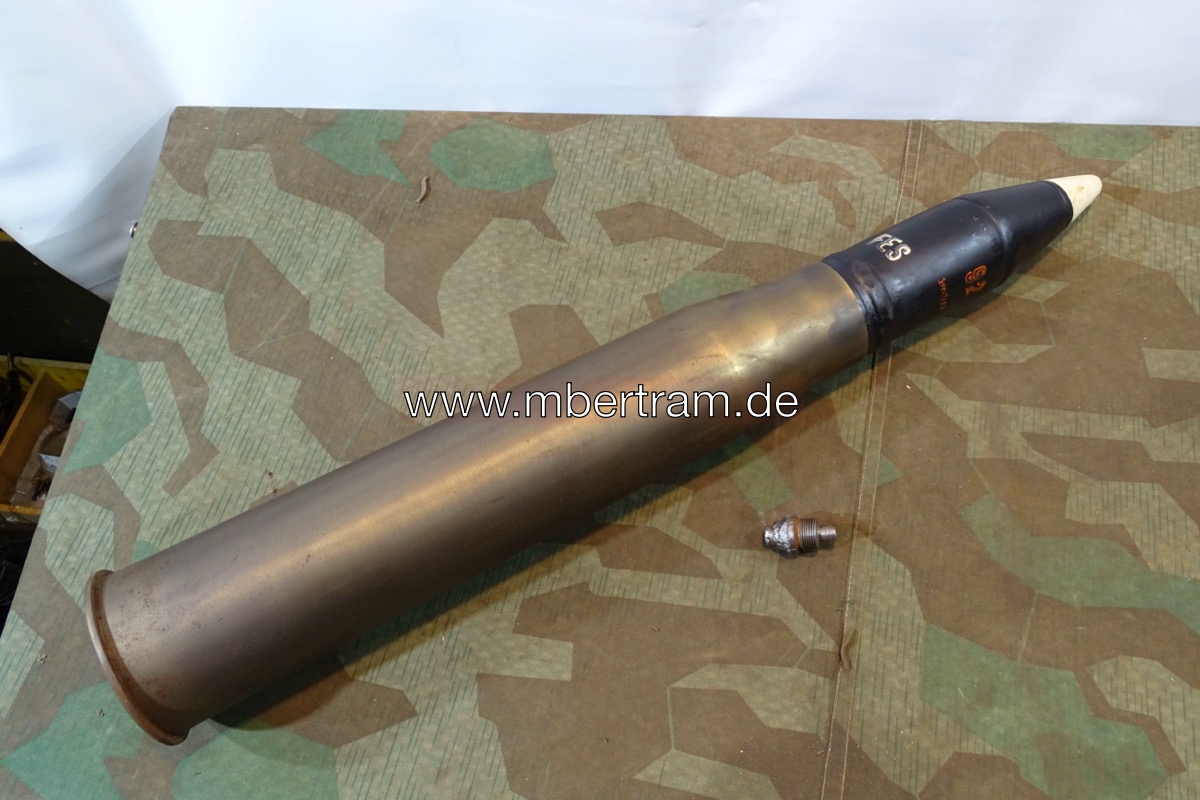 10389-1uFORVmoUvE9xu Wehrmacht Deko Sturmgeschütz Panzer Granate 7,5cm KWK 40 mit Hülse u Bodenschraube u Zündschraube