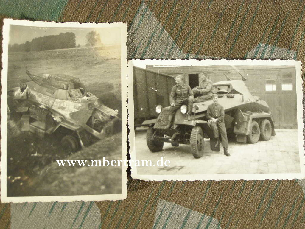 2 Fotos Panzerspähwagen, Wien Strebersdorf, Inf. Rgt. 134