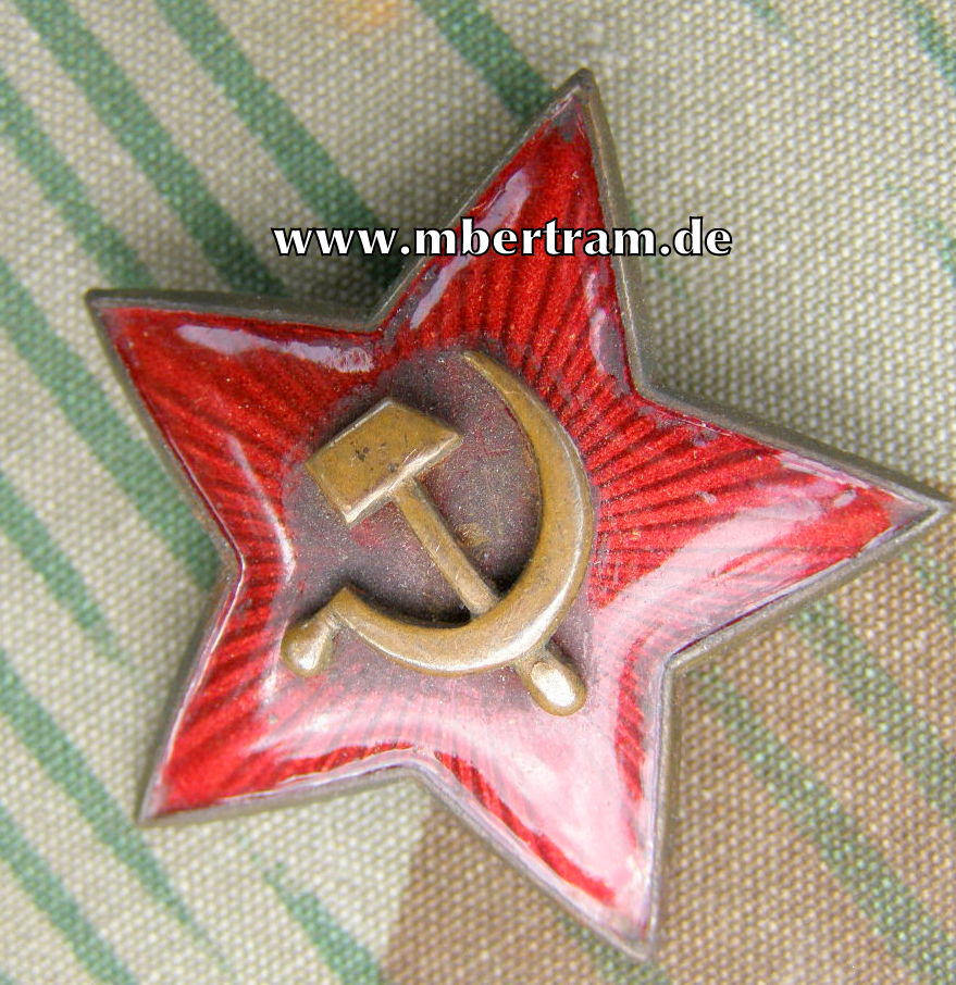 Sowjetstern für Mütze, 2. Weltkrieg, Buntmetall, emailliert