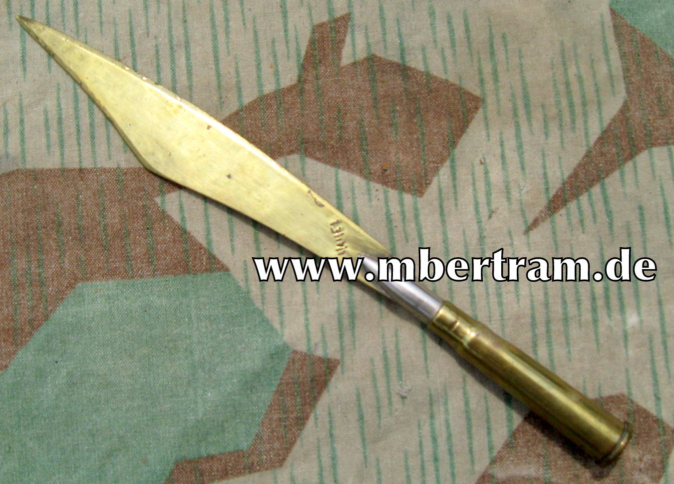 Brieföffner Messing, mit Patronengriff - "Cherbourg 1941"