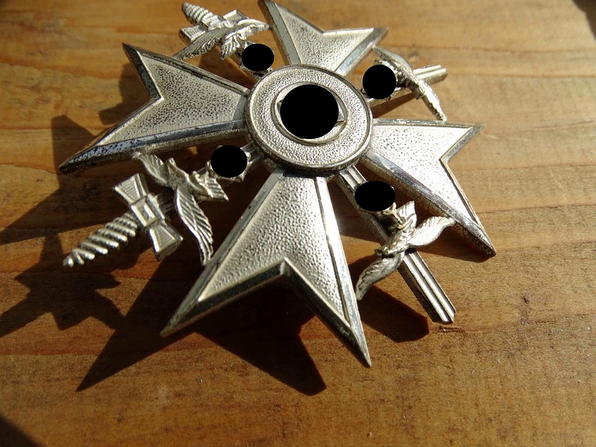 Spanienkreuz in silber mit Schwertern, Buntmetall, versilbert, Hst. 4 -Steinauer, Weitze Rechnung u.- Expertise Spanienkreuz in silber mit Schwertern, Buntmetall, versilbert, Hst. 4 -Steinauer, Weitze Rechnung u.- Expertise