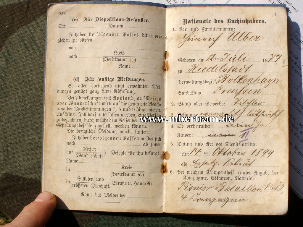 13619-2 Militärpass Ostasiatisches Expeditionskorps 1902" SELTEN !