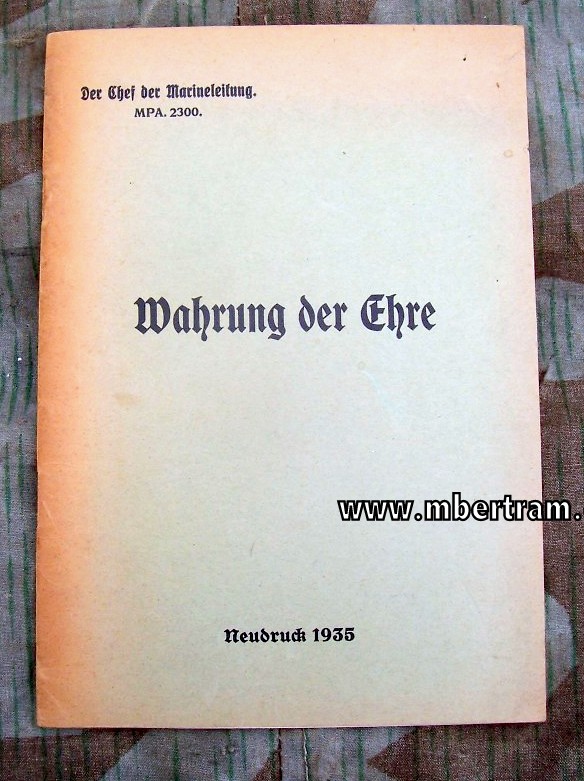 Kriegsmarine Ausbildungsbuch für Offiziere "Wahrung der Ehre"