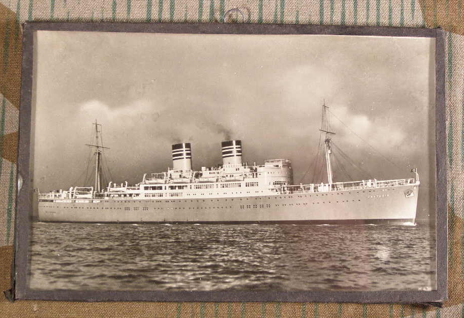Postkarte, KdF. Kreuzfahrtschiff " Pretoria" in Glasrahmen