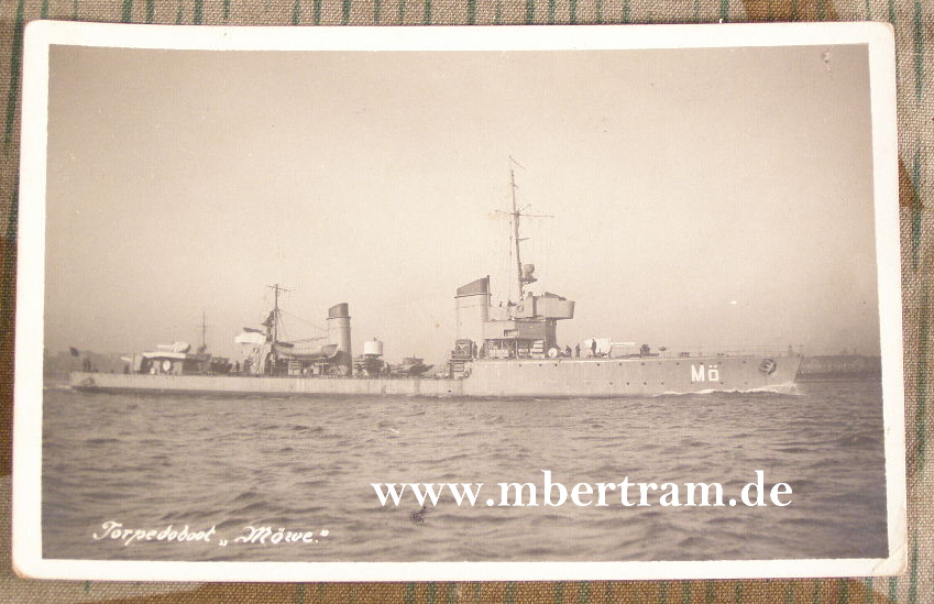 Postkartenfoto Torpedoboot Möwe. Ungelaufen, um 1934