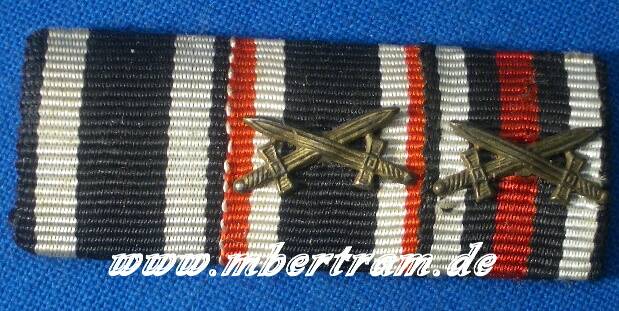 3er Bandspange EK2 1914, KvK m. Schw., Ehrenkr. f. Frontk.