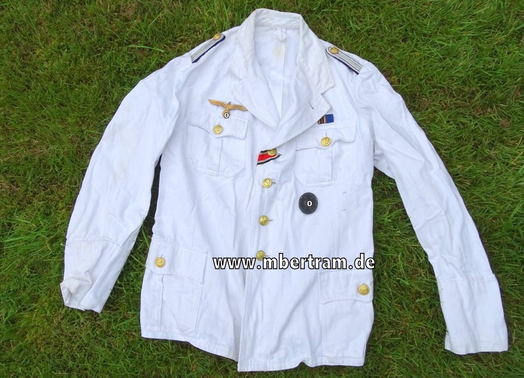 Kriegsmarine weiße 4 Taschen Feldbluse/ Messejackett - Fähnrich z.See