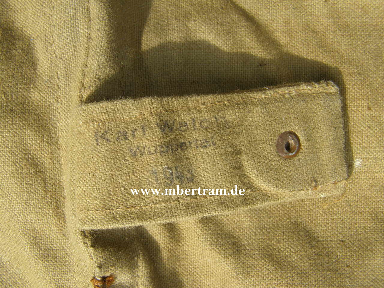 HJ Brotbeutel, mittelgrüner Stoff, Trageriemen, 1943