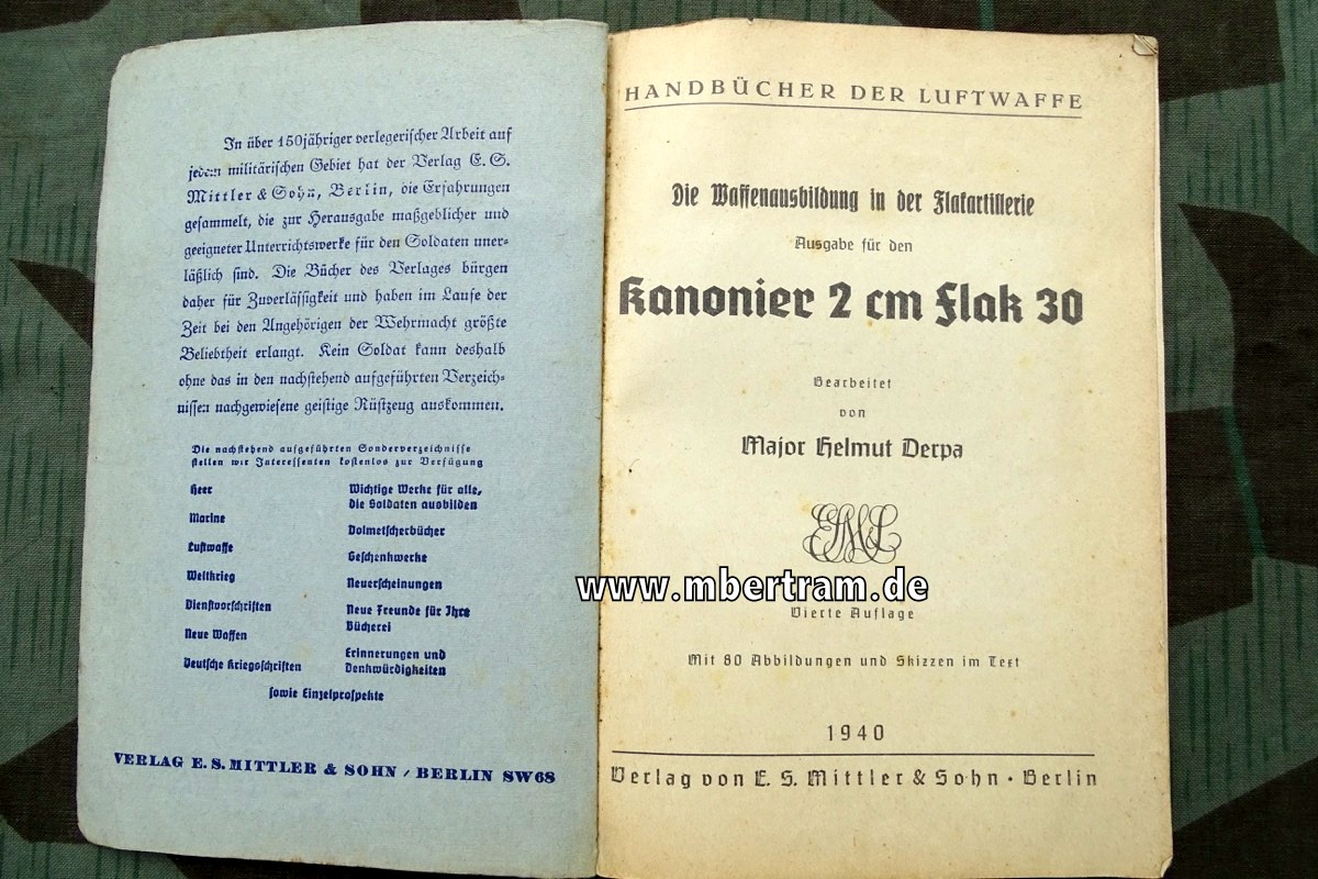 Die Waffenausbildung in der Flakartillerie, Ausgabe für den  Kanonier der 2cm Flak 30