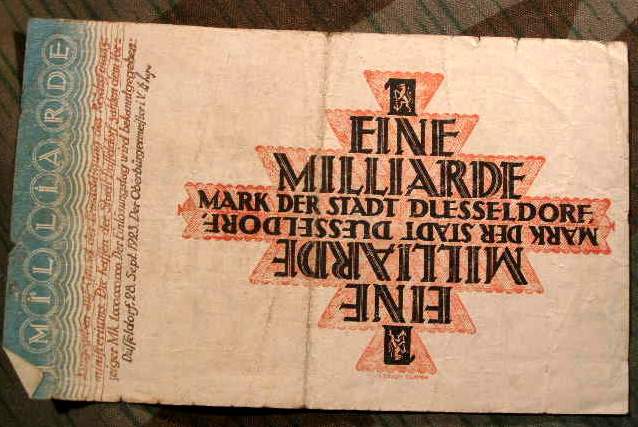 Reichsbanknote 1 Milliarde Mark, Originalschein 20er Jahre