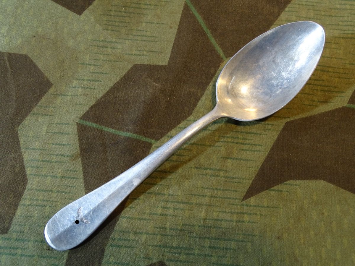 Luftwaffen Suppen Löffel, Alu: " Luftwaffen Hoheitsadler, FL.U.V. C.H 1938" 