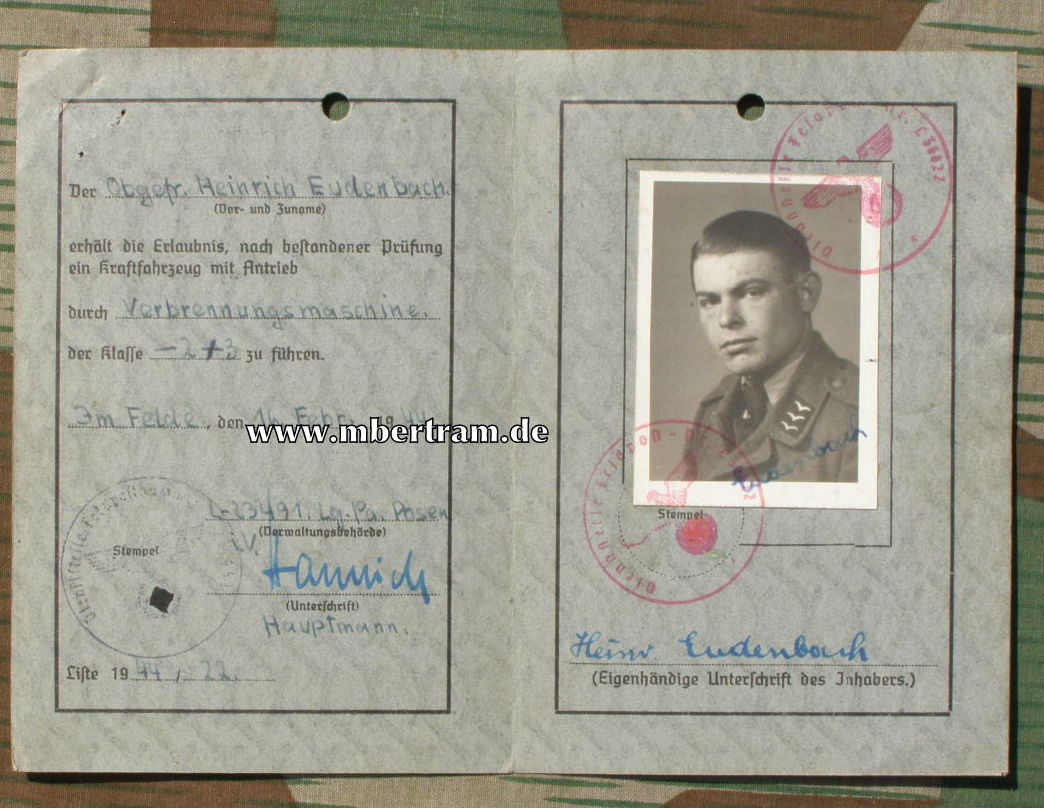 Wehrmachtsführerschein Luftwaffe, Luftgau Posen 1944