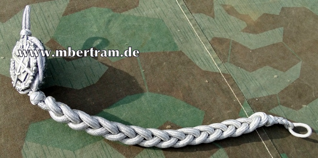 WEHRMACHTS SCHÜTZENSCHNUR NEUER ART 1.STUFE, SCHÖNE ERHALTUNG, KOMPL. UNTERFÜTTERT