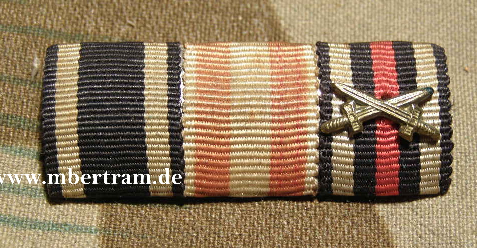 3er Bandspange : Ehrenkr. f. Frontkämpfer, Hanseatenkreuz , EK2 1914