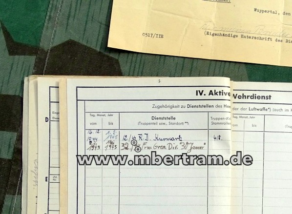 Wehrstammbuch Karl H. SS Polizei Panzer Abwehr Abteilung 2. Kompanie 1944/45