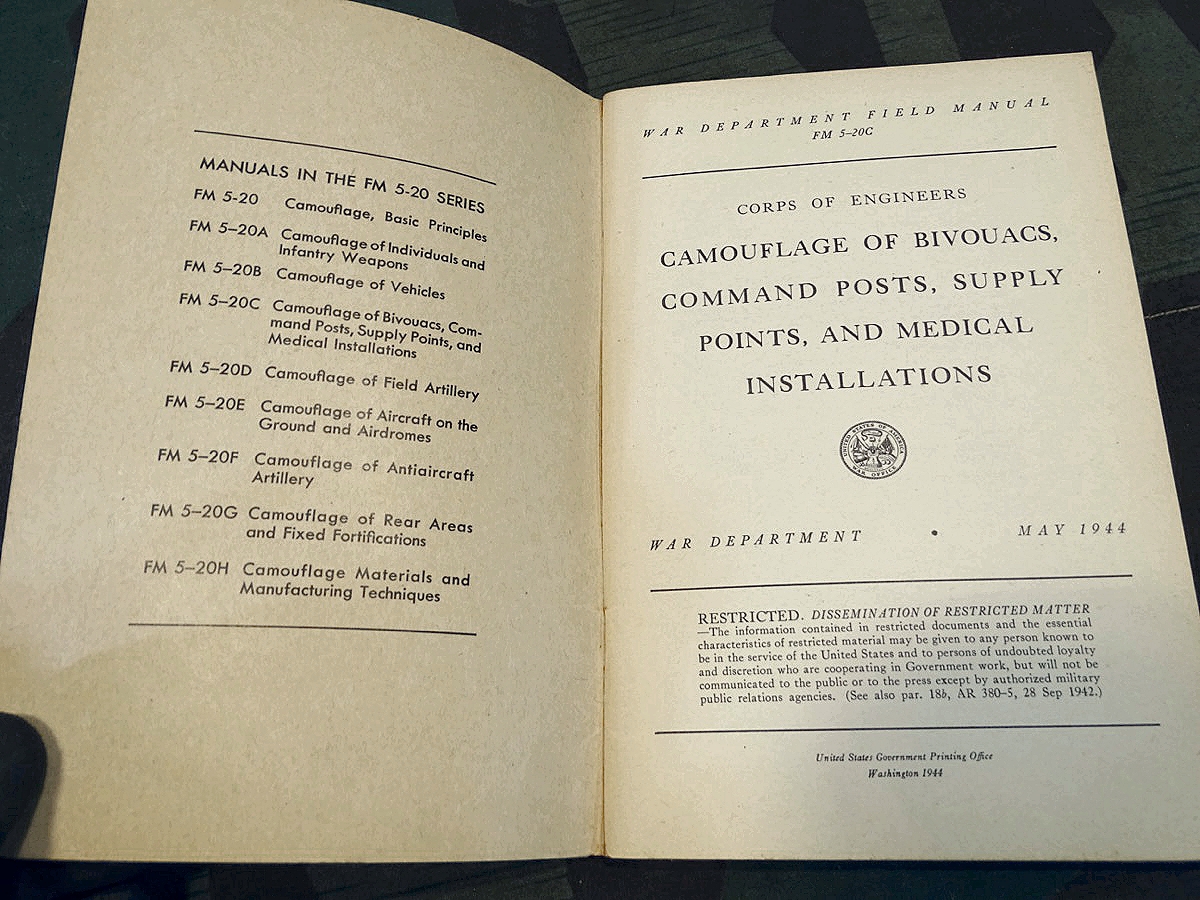 FM 5-20 C , Carmouflage of Bivouacs, Command Posts, Supply Points and medical instalations 1944