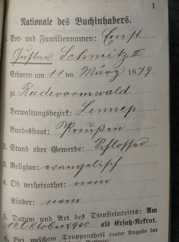 10340-10 Reservistenflasche, Militärpass. 5. Westf. Inf. Rgt. No.53