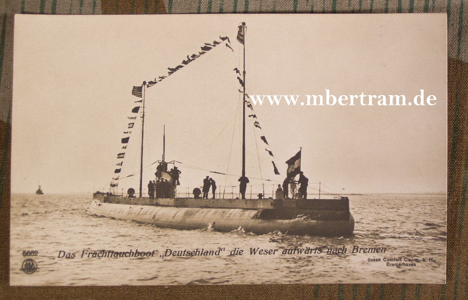 Das Frachttauchboot Deutschland, Weser aufwr. n. Bremen