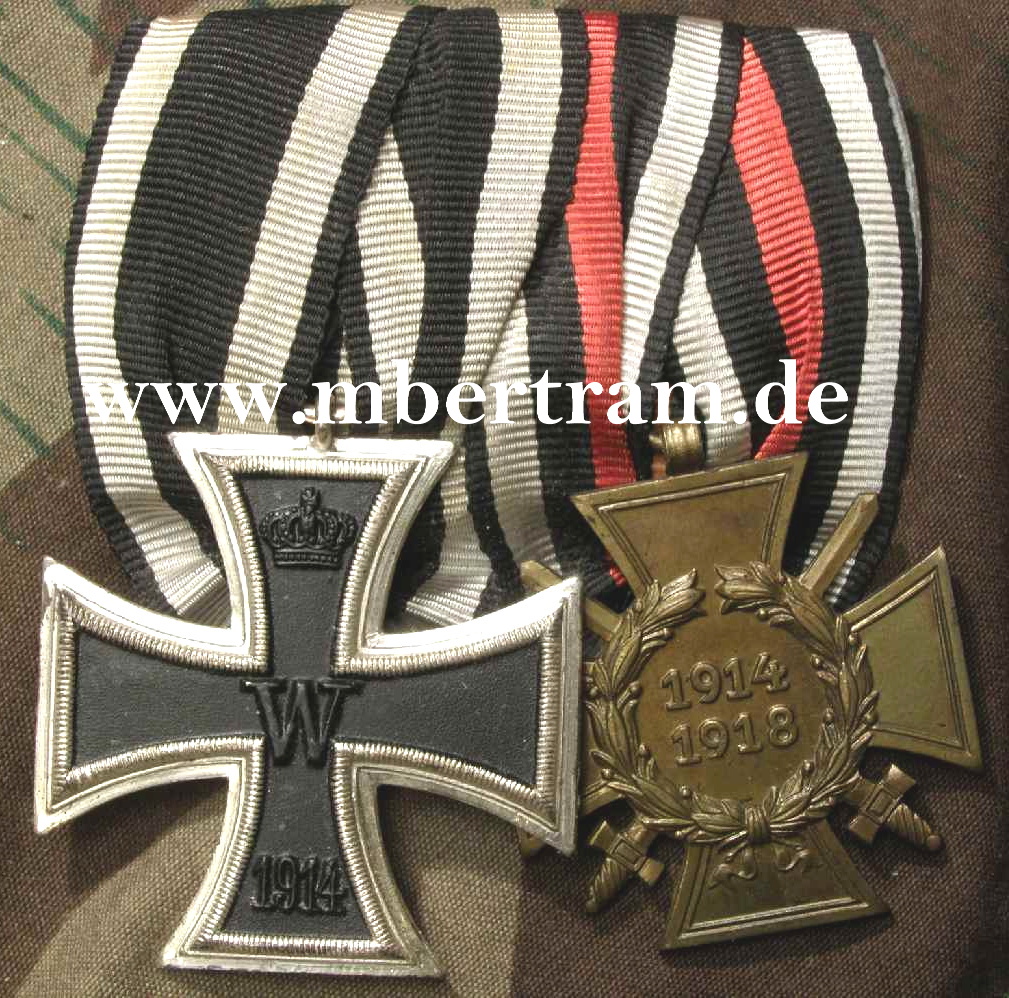 3er Ordensspange: EK2 1914 , EHRENKR.f.FRONTKÄMPFER