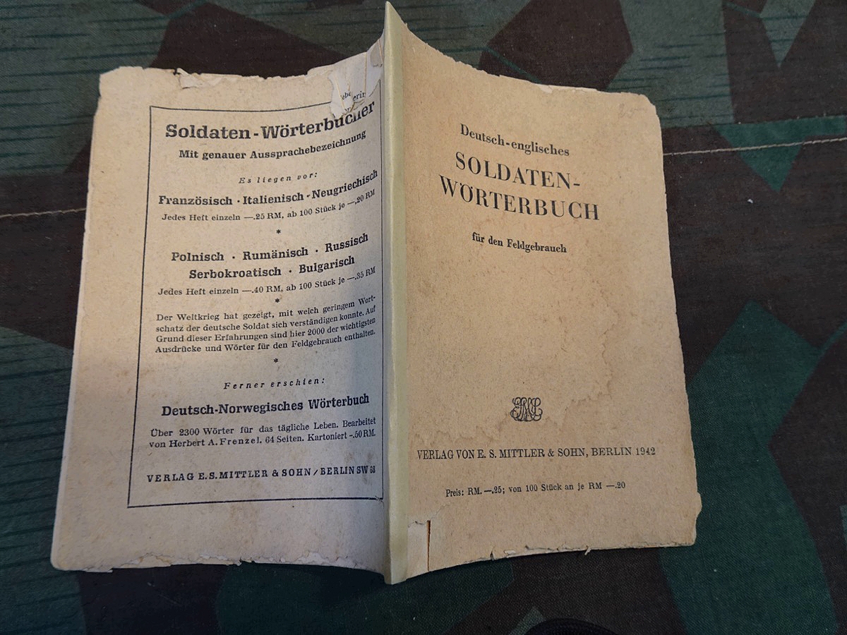 Deutsch - englisches Soldaten Wörterbuch für den Feldgebrauch 1942