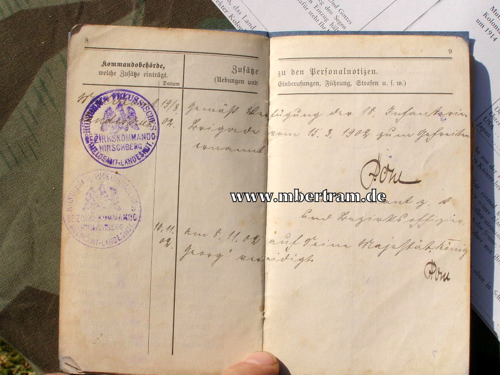 13619-5 Militärpass Ostasiatisches Expeditionskorps 1902" SELTEN !
