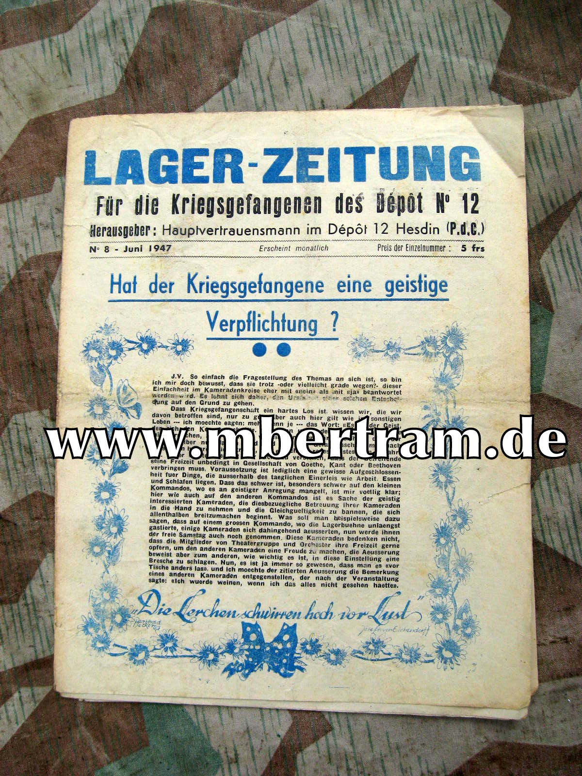 12982-12 Kriegsgefangenen Zeitung, Depot No. 12, Hesdin 1946/47/48
