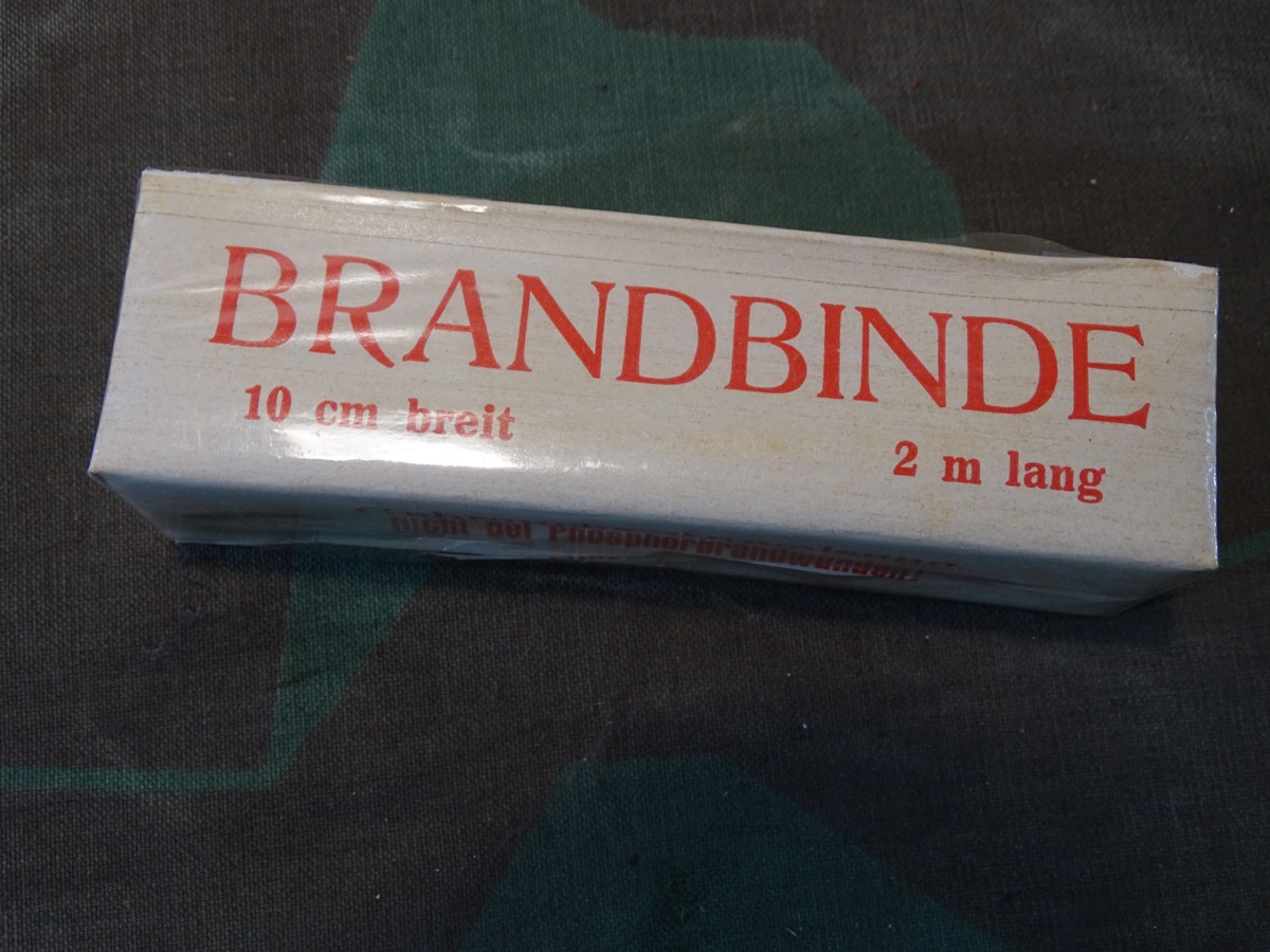 Brandbinde 2 m Lang 10 cm breit, Königsberger Verbandstoff Fabrik, Dr. Gutzeit & Braun, Nordhausen a. Harz 1939 