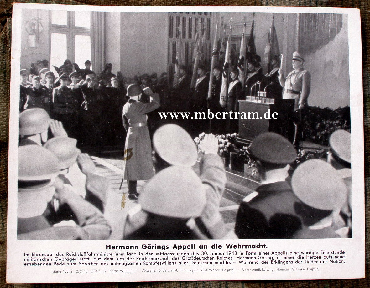 Pressefoto Hermann Görings Appell a.d. Wehrmacht 30.1.43