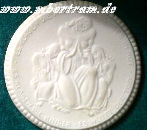4 Porzellan Medaillen, schs. Rotes Kreuz" 1921, Meissen