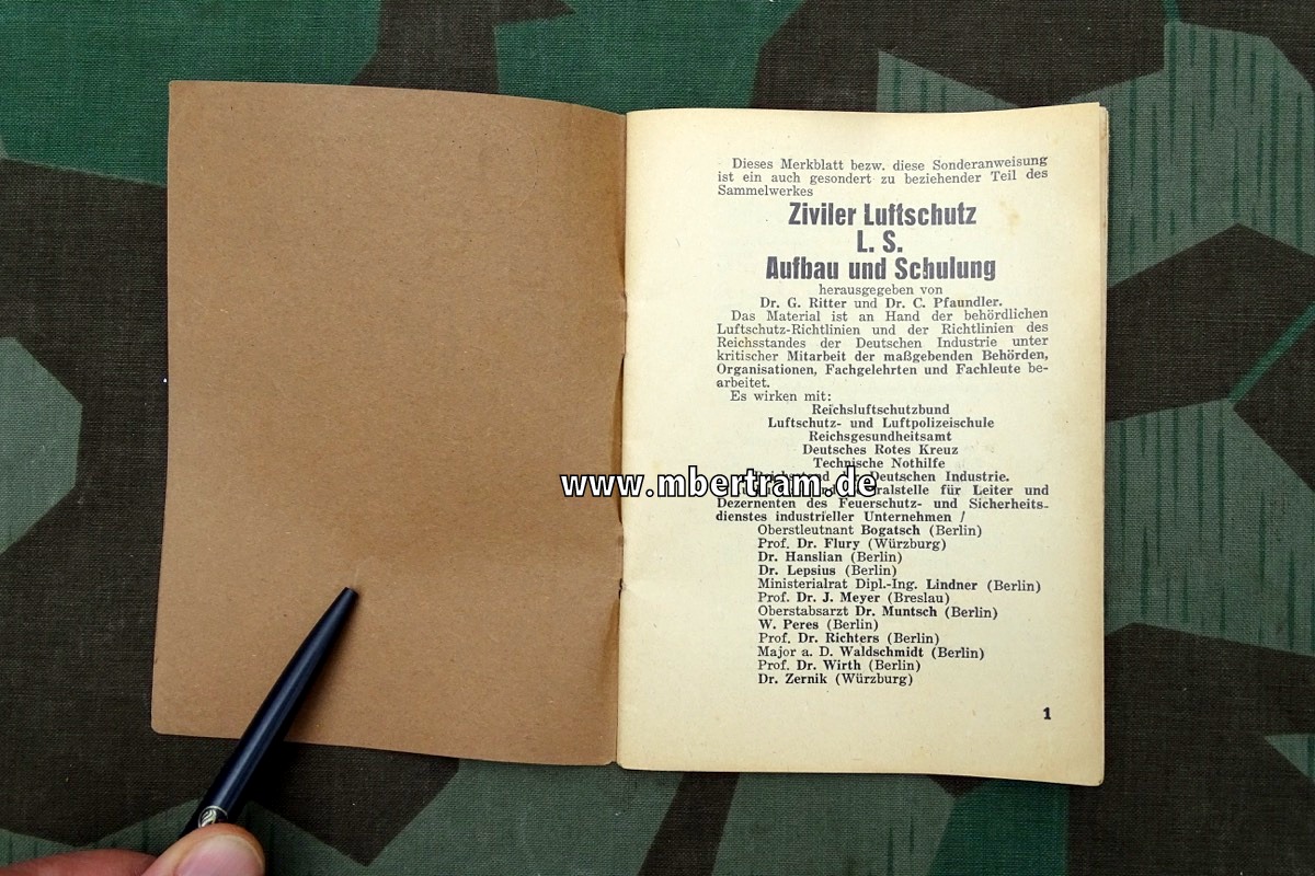 L.S. Ziviler Luftschutz 1936, Allgemeines Merkblatt für alle aktiven Luftschutzhelfer