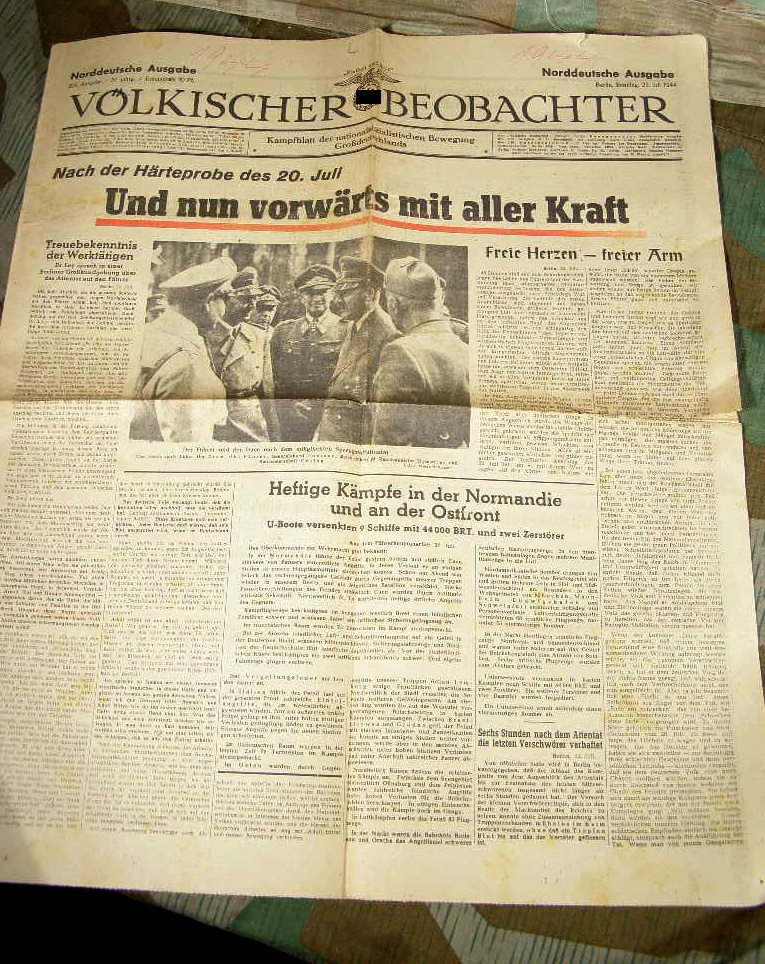 Völkischer Beobachter, 5 Titelseiten 1943/44