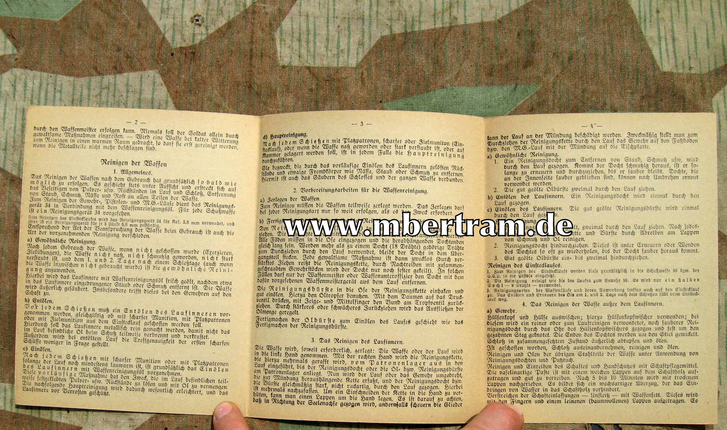 "Pflege u. Behandlung der Waffen" Wa 15 Waffentafeln, 1943.