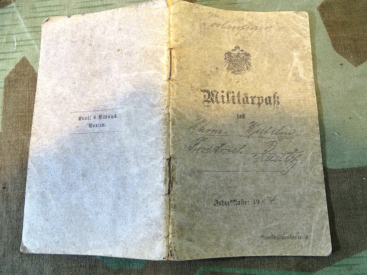 Militärpass 1. Weltkrieg Wilhelm Raatz Pommersches Ulanen Rgt. 4, 3 Eskadron