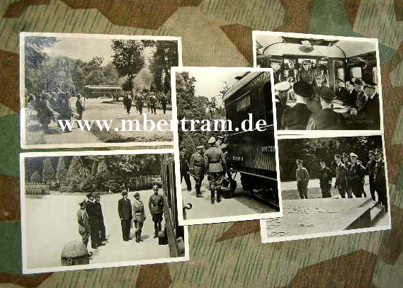 5 Fotos Kapitulation Frankreichs im Eisenbahnwagon, 1940.