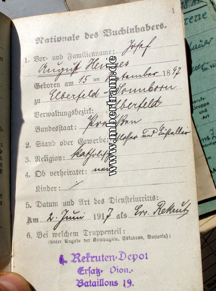 12440-3 Dokumente u. Militärpass " Kgl. preuss. Bombenstaffel 11...