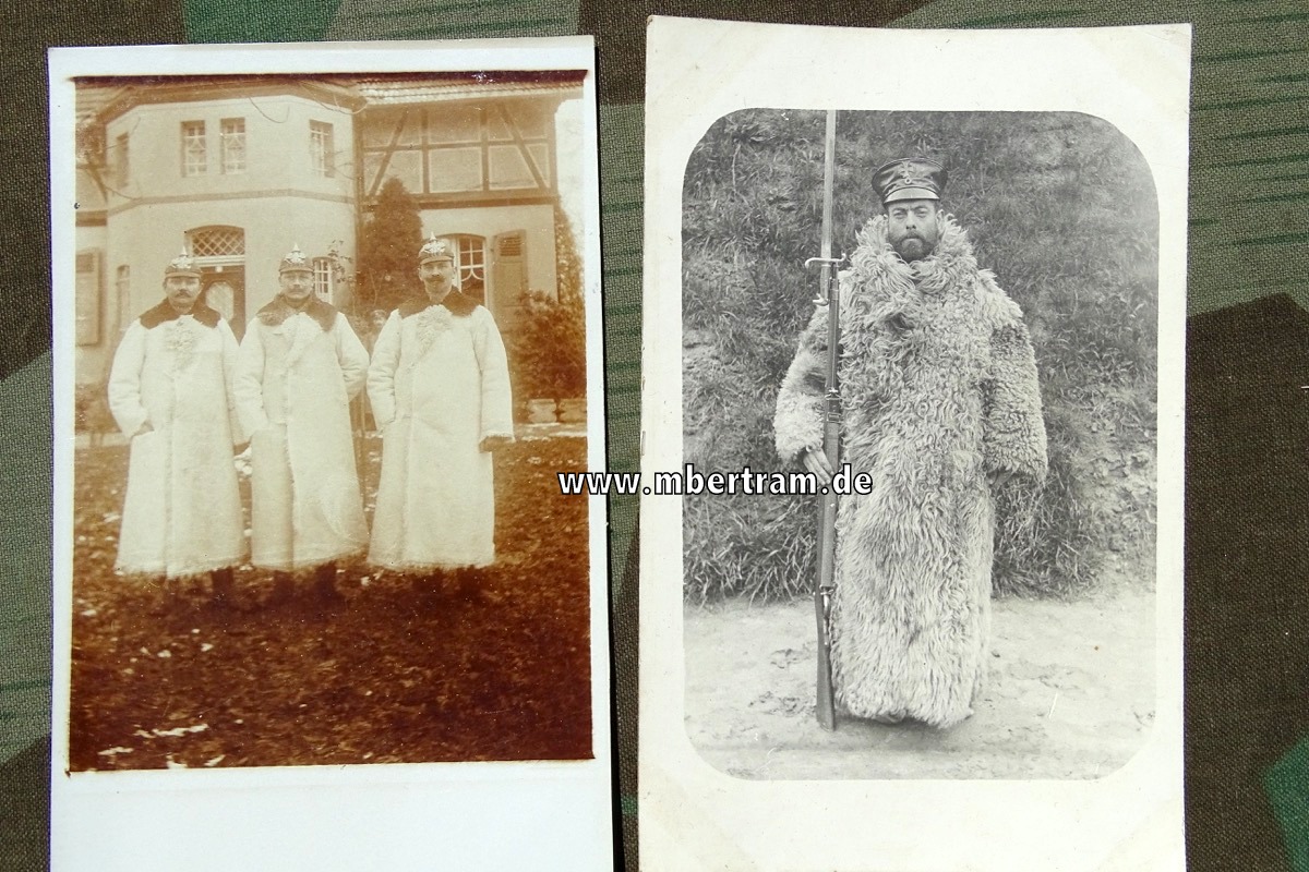 2 Foto Postkarten Winterbekleidung / Fellmäntel 1. Weltkrieg