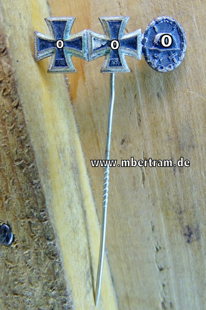 Eisernes Kreuz 1939 1. und 2. Klasse, Verwundeten Abz.  - Miniatur,  9 mm, L /16